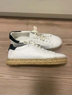 Steven by Steve Madden Pace White Leather Espadrille Platform Sneakers Sz 9